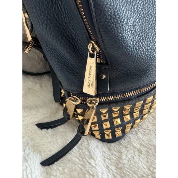 Michael Kors Rhea Navy Leather Gold Studded Backpack main image 4